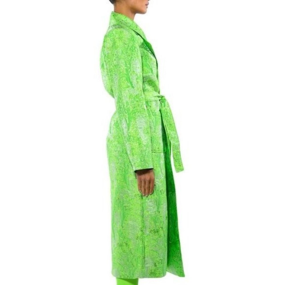 Callie Culture Clash: Neon Tapestry Classic Brocade Trench Coat - Picture 5 of 10